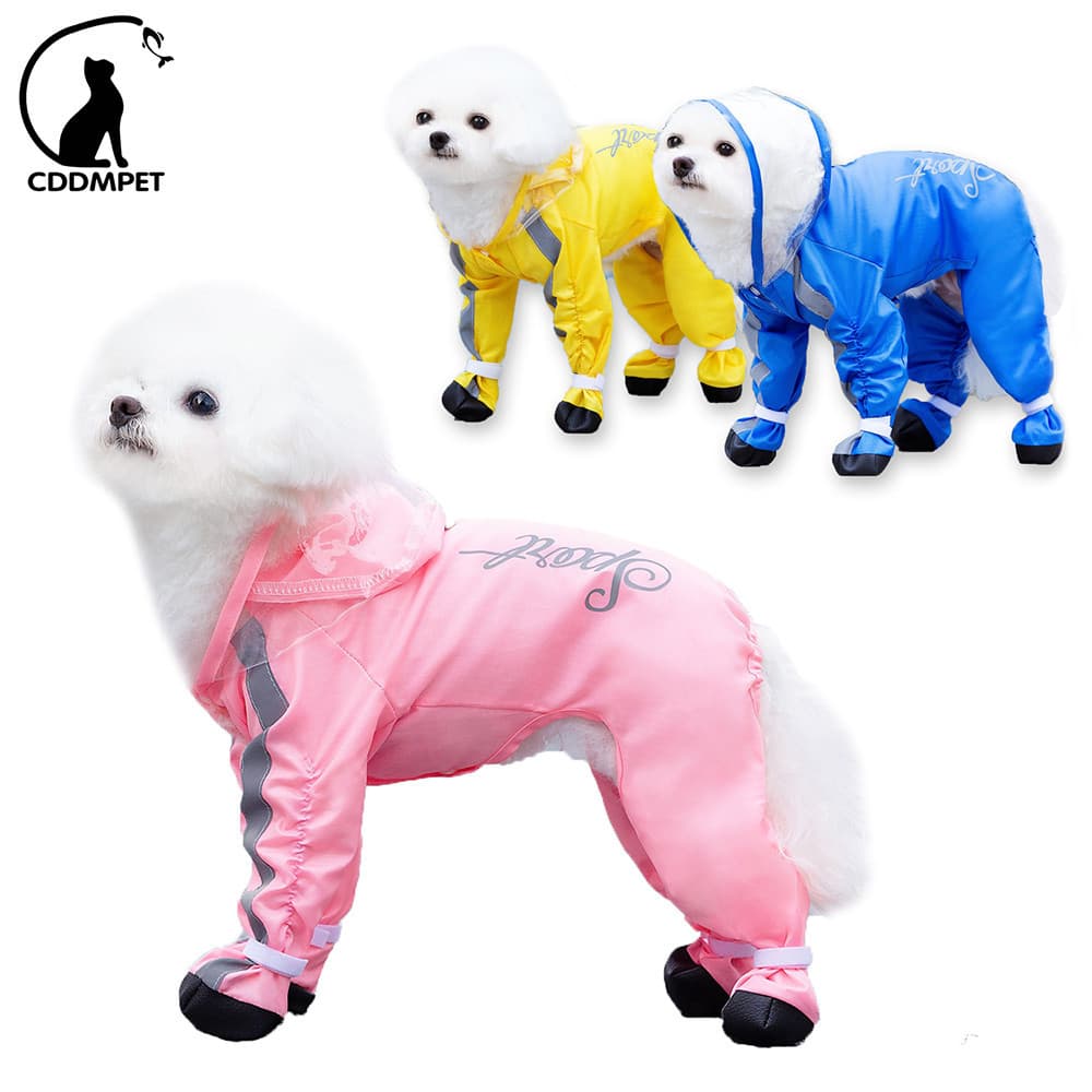 Capa De Chuva Com Capuz Para Cachorrinhos À Prova D'água Cães Pequenos Macacão Botas