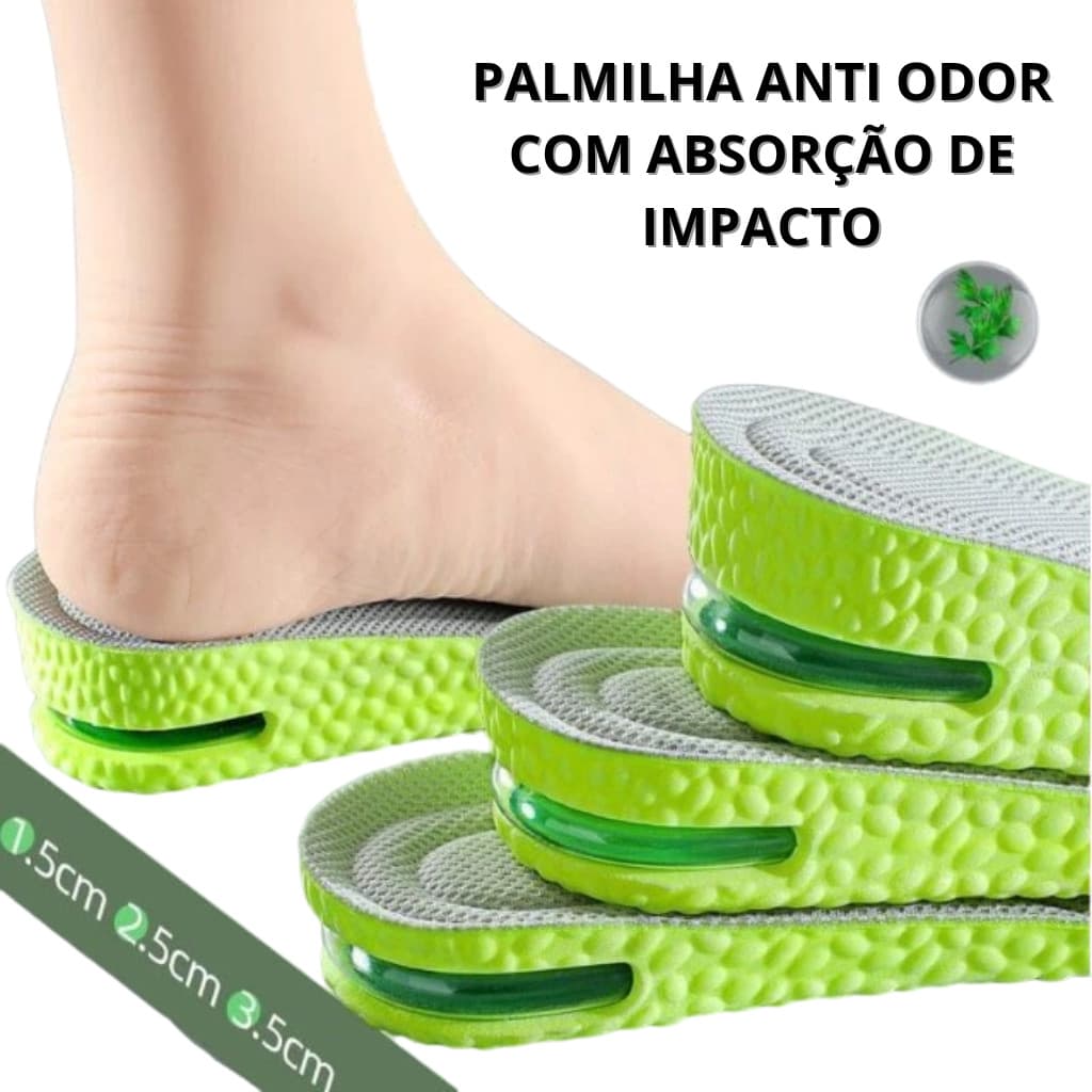Palmilha Altura Verde Espuma Conforto Gel Elevador Anti Odor Eleva Altura Invisível
