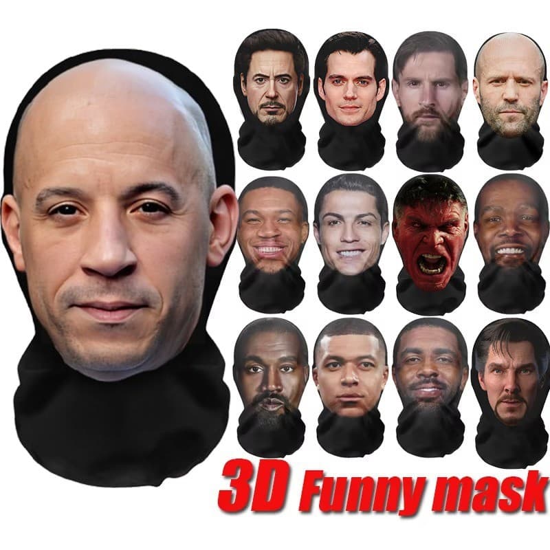 Chapéu Balaclava Estampado 3D Engraçado Máscara Protetora Solar Multifuncional Para Ciclismo Ao Ar Livre Estilo Rapper E