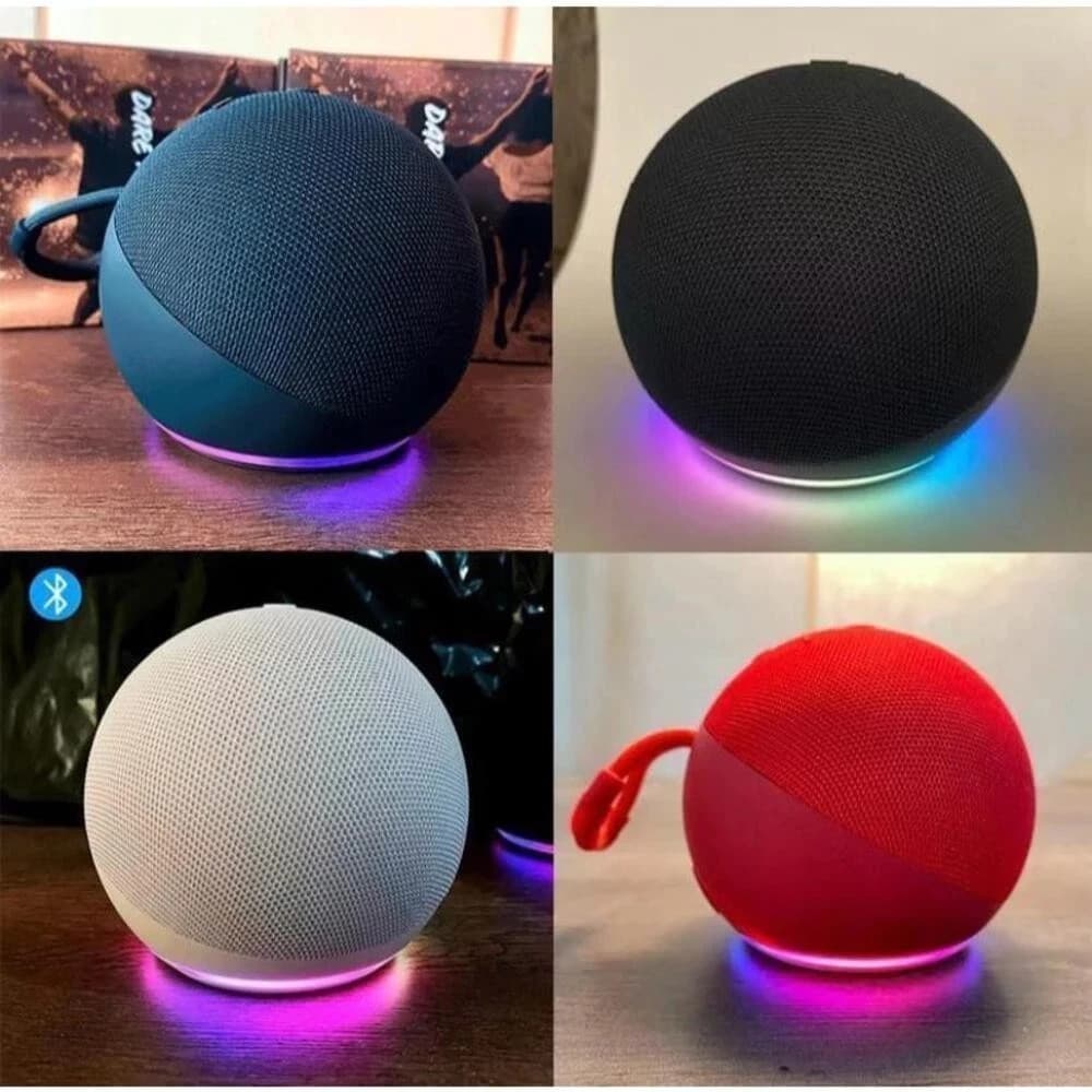 ORIGINAL-Caixa de Som Bluetooth 5W com LED Colorido Portátil Compatível com Alexa Rádio FM e USB