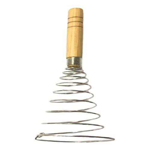 Batedor De Clara Aspiral Bate Ovos Em Alumínio Com Cabo Em Madeira