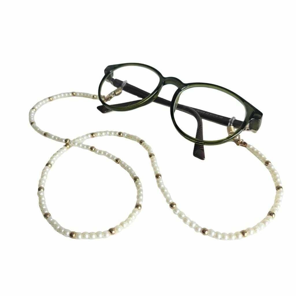 Corrente Salva Óculos - Pérolas com Dourado - Cordão para Óculos