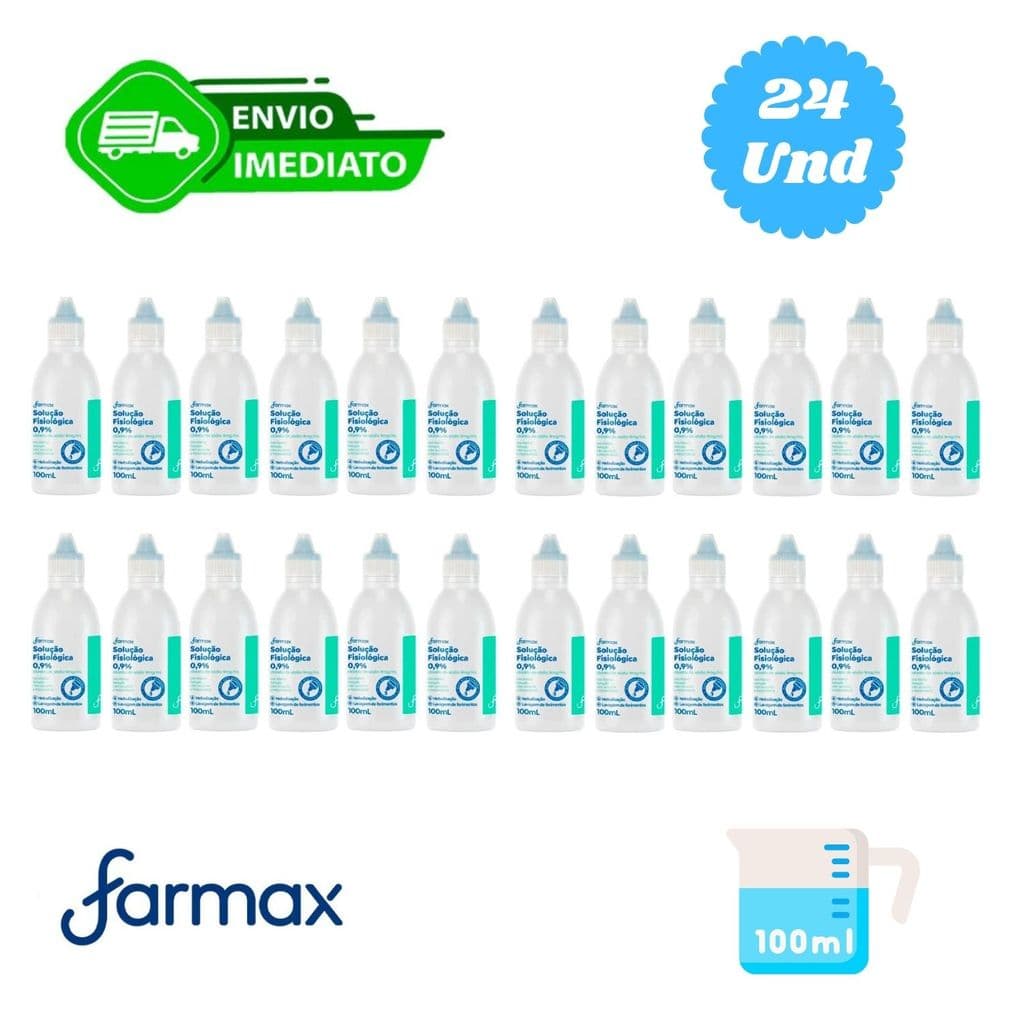 Kit C/ 24 unidades Soro Fisiológico Farmax Sorimax 100ml cada 0,9%