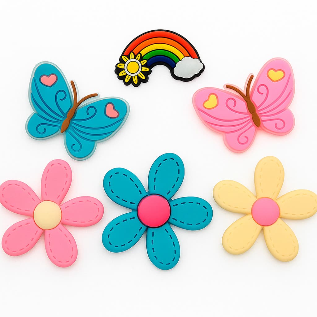 Kit 6 Pins Botons para Babuche Tema Jardim dos Sonhos