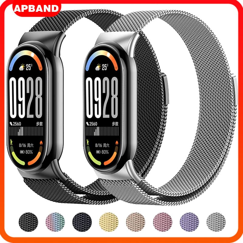 Pulseira De Metal Aço Magnético Milanesa Para Relógio Smartwatch Xiaomi Mi Band 10 9 8/Xiaomi Band 10 Miband 10/9/8 NFC