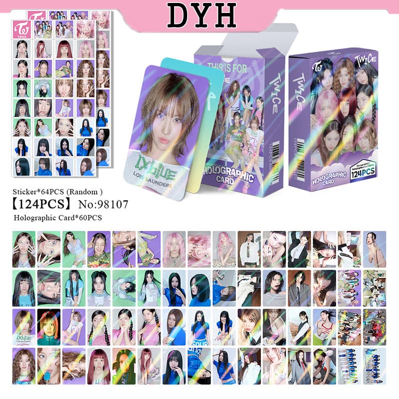 124 Pçs/Caixa TWICE Photocards THIS IS FOR Holographic LOMO Card Holográfico Nayeon Momo Adesivo
