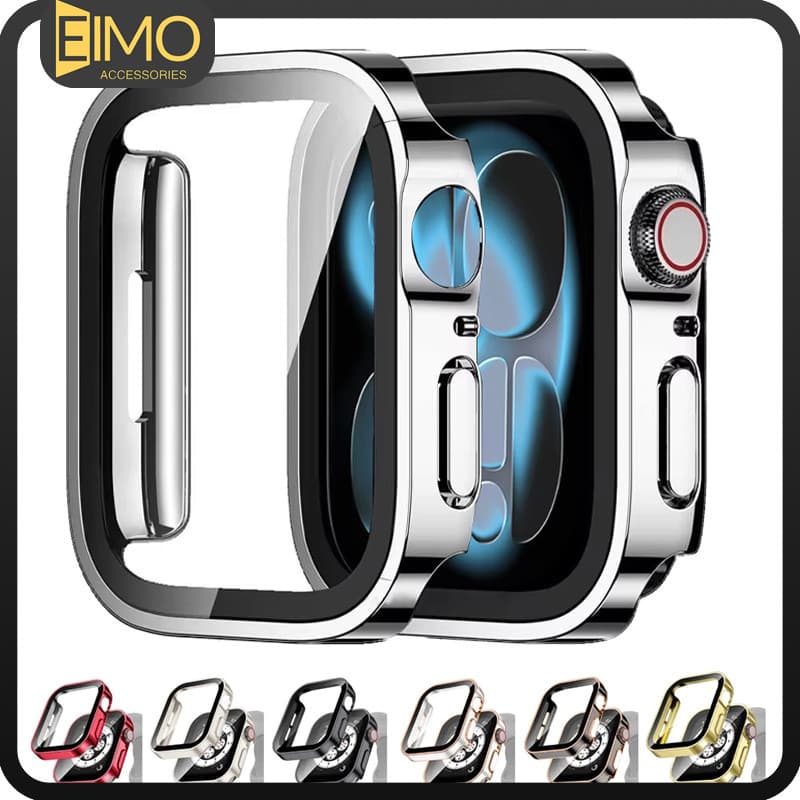 Capinha Capa Case De PC Com Vidro Para Apple Watch Ultra SE 3 2 Iwatch Series 11 10 9 8 7 6 49 46 45 44 42 41 40mm