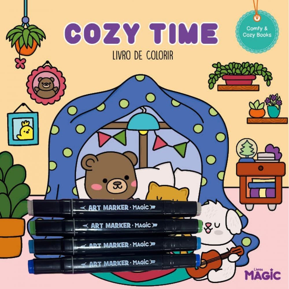 Livro de Colorir Cozy Time - Com 4 Canetinhas Touch - Tik Tok