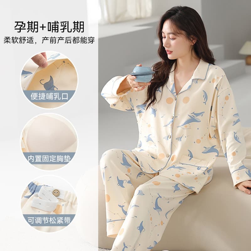 Xiyue 2024 novo estilo imitação de algodão com almofada no peito roupas de confinamento mulheres grávidas pós-parto casa