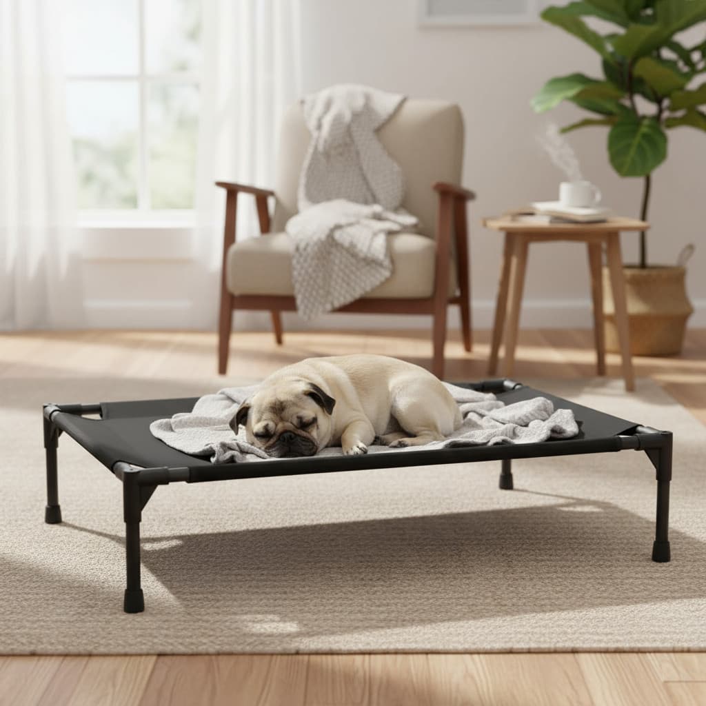 Cama Pet Raças Pequenas Elevada Resistente E Confortável  P  Preto