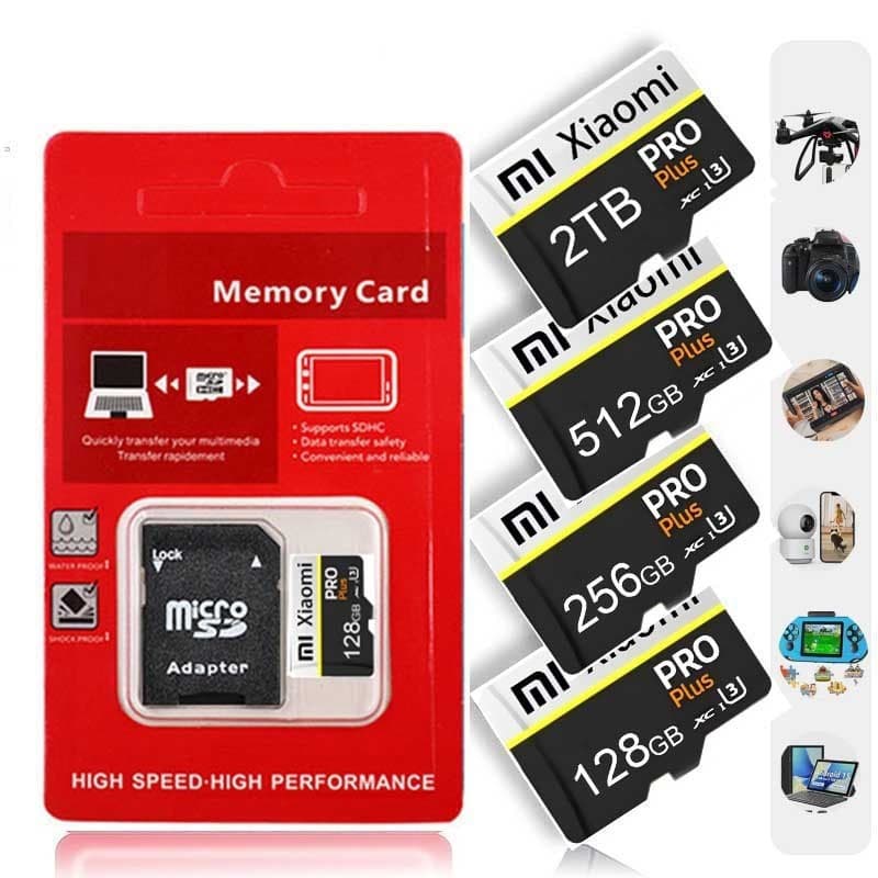 Cartão de Memória para Celular Micro SD TF 2TB 1TB 128GB C10 Adequado para Computador Tablet Câmera de Vigilância