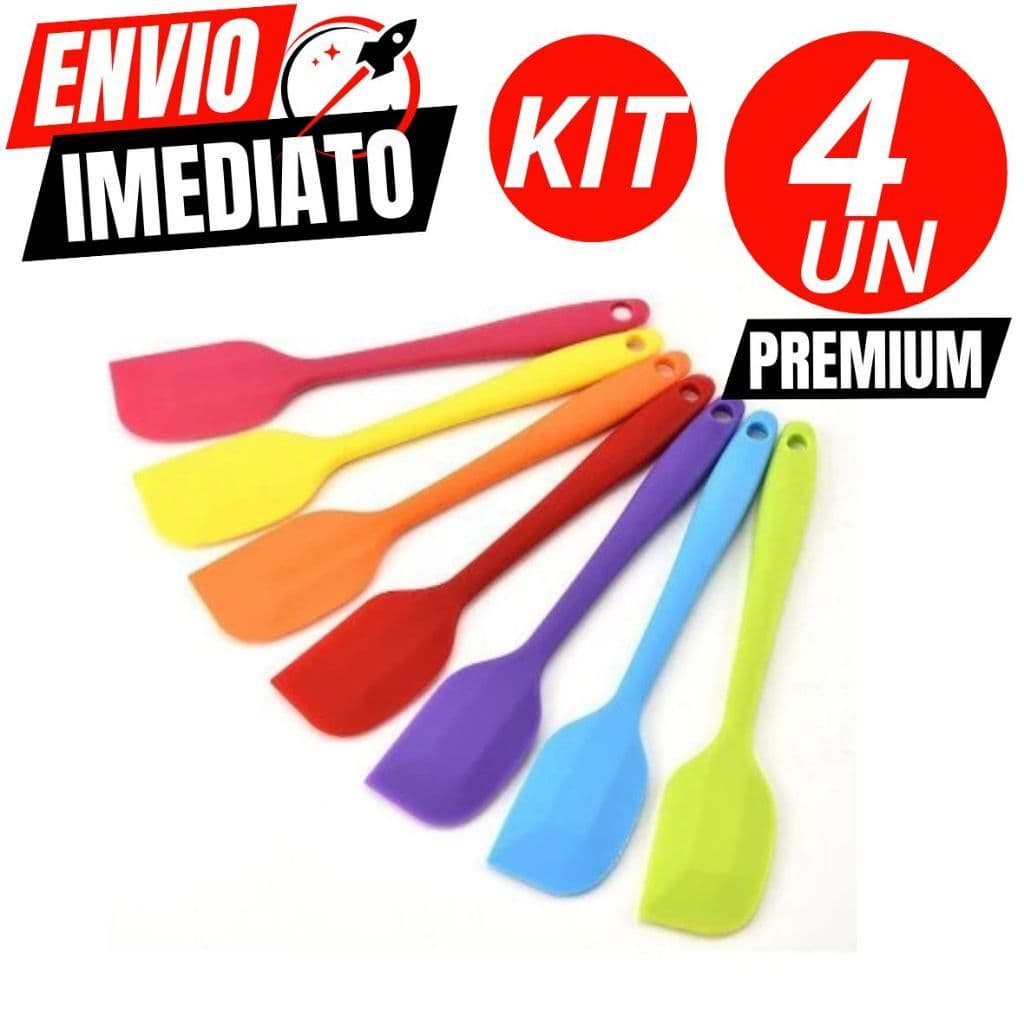 Kit 04 Espatula Pao Duro de Silicone Casa Cozinha Buffet Restaurante Qualidade Premium