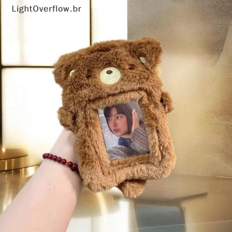 [LightOverflow] Porta-Cartões De Pelúcia De Urso Fofo Idol Photo Display Card Case Chaveiro Pingentes Bolsa Enfeites Moc