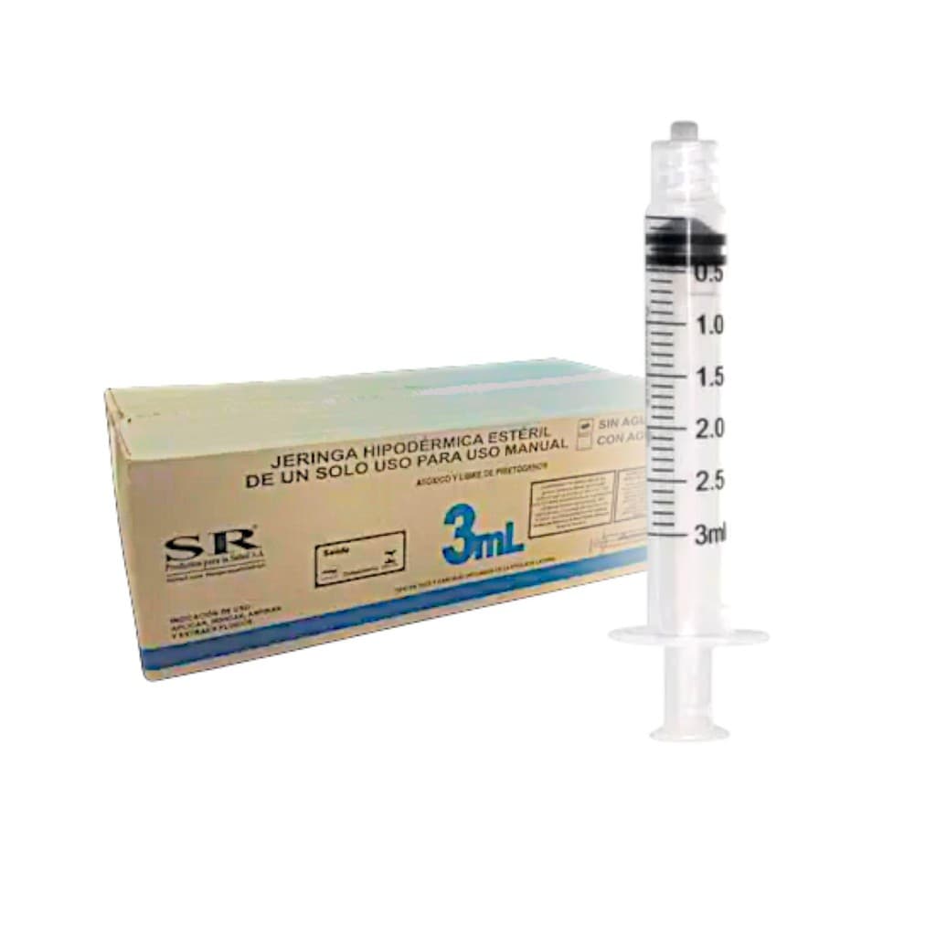 Seringa 3ml Bico Luer Lock Descartável SR - 100 unidades