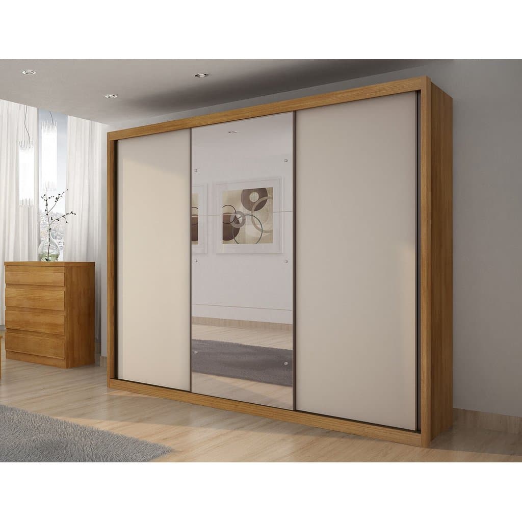 Guarda-Roupa Casal MDF Vegas 3Pts 6Gav com Espelho Cumaru Fendi