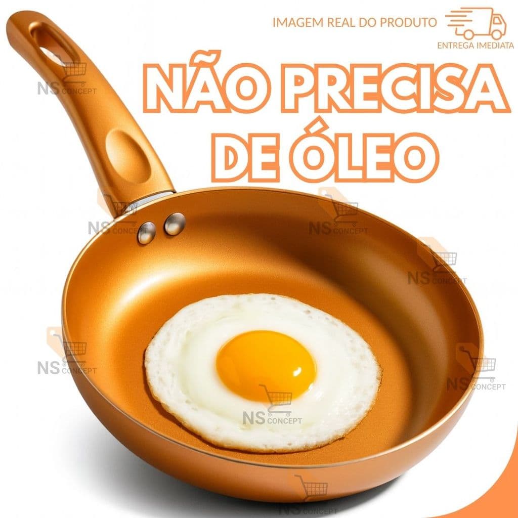 Frigideira de Cerâmica Antiaderente Cobre, Cabo Ergonômico Revestimento em Cerâmica Premium