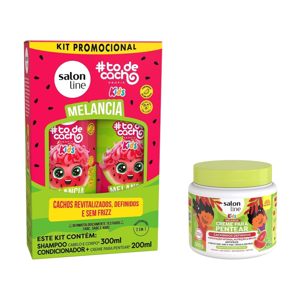 Kit Básico Shampoo + Condicionador e Creme para Pentear Melancia
