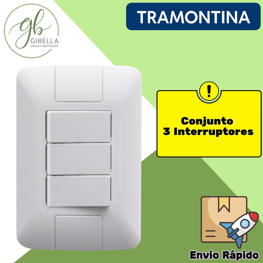 Interruptor com 3 Teclas Tramontina Conjunto Modular Embutir Aria Simples