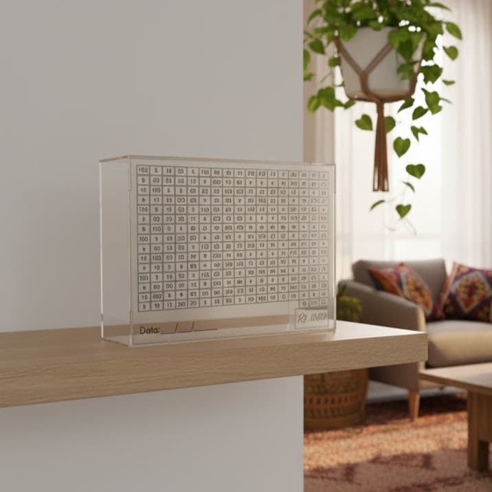 Cofre Desafio 10 Mil Economia Cofrinho Dinheiro Em Acrílico Método Japonês