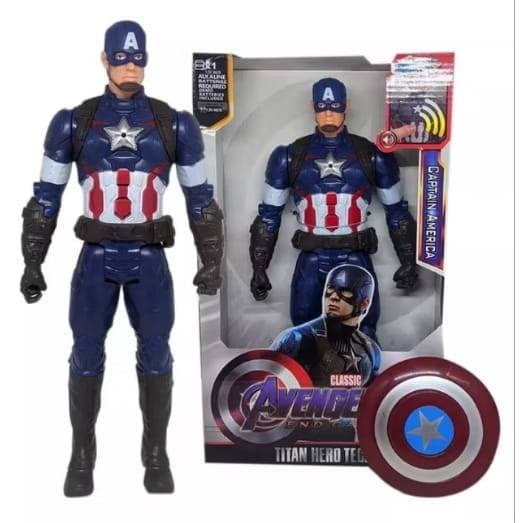Boneco Capitão América Vingadores Articulado 30 Cm Luz e Som