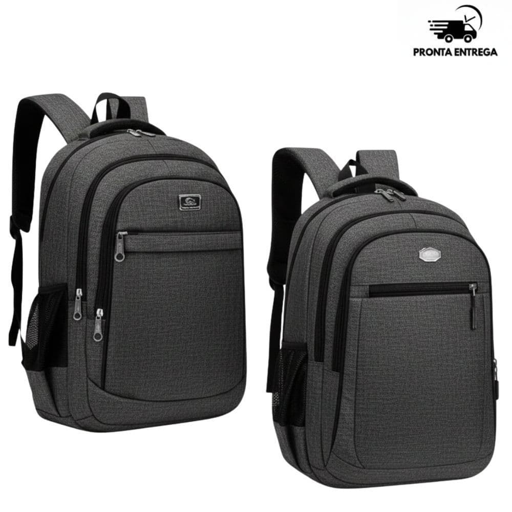 Kit 2 Mochilas Mala Bolsa Viagem Resistente Impermeável Unissex Escola Trabalho - Cinza