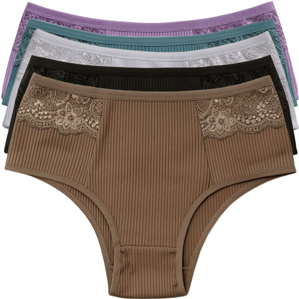 Kit 2/3/4/5/10 Calcinha Feminina Unidades Tecido Canelado Com Renda Confortável Lingerie Básica Calsinha