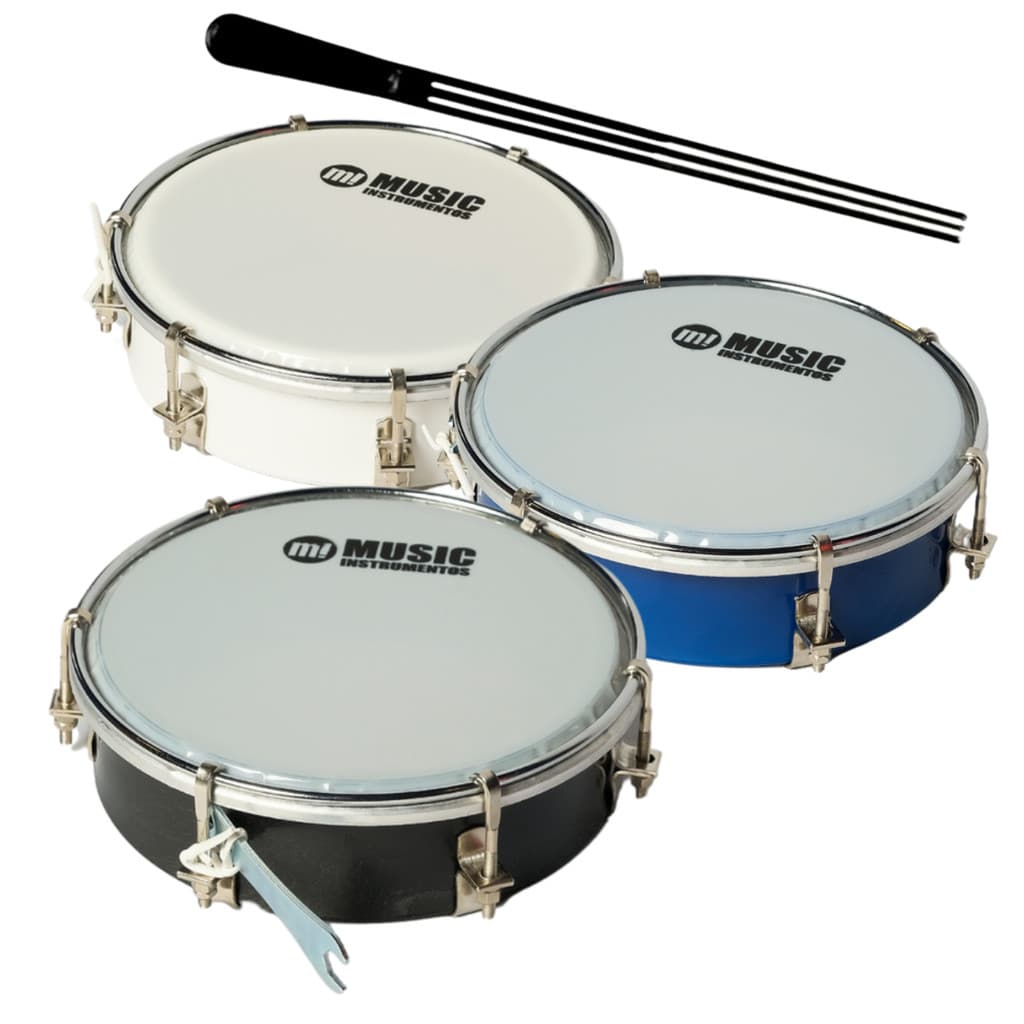 Tamborim ABS Pele Leitosa sem capa com Baqueta preta de polipropileno