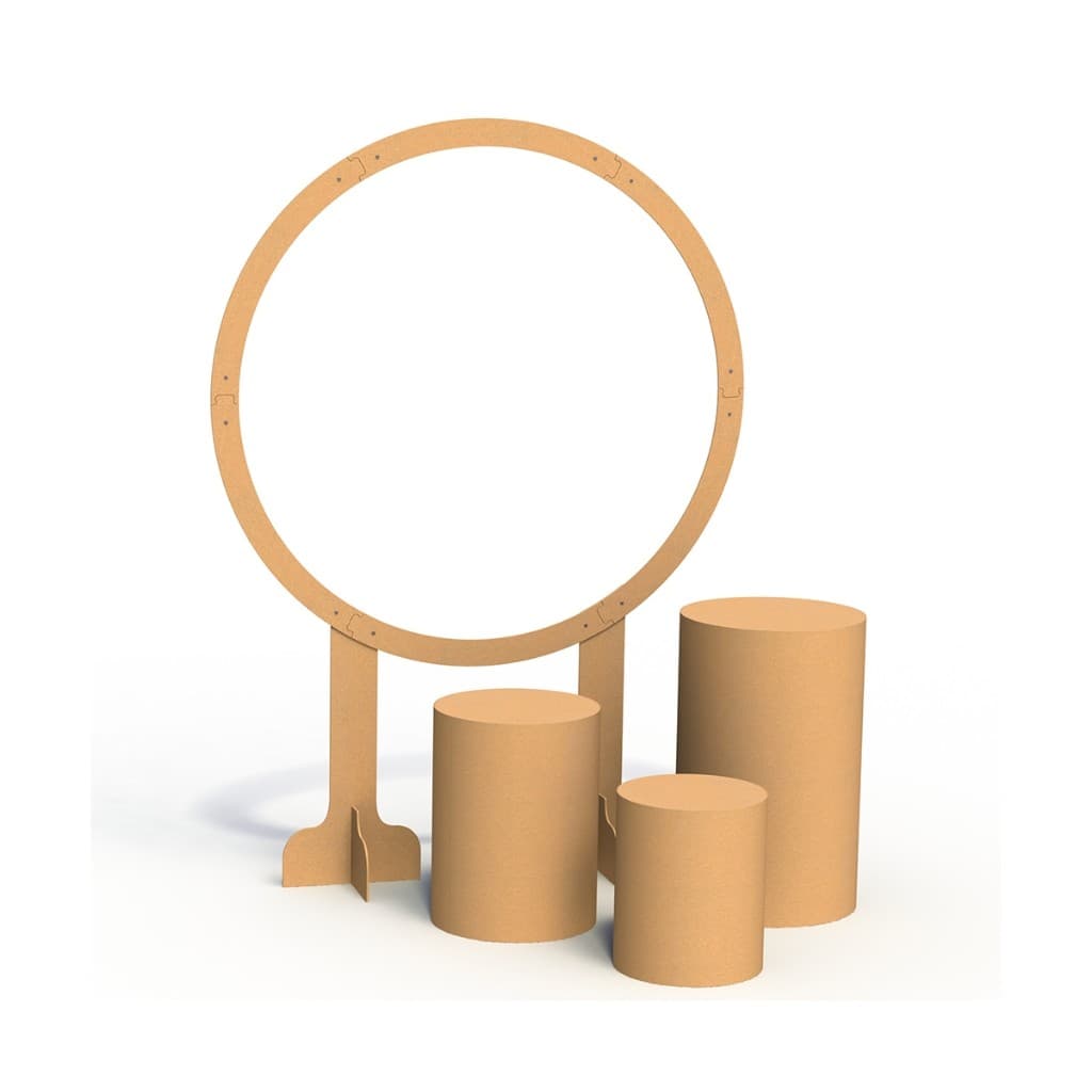 Trio De Cilindros Em MDF Cru E Painel Redondo Festas Aniversários Eventos Pegue e Monte