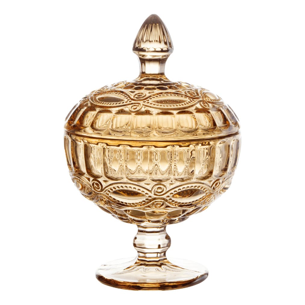 Bomboniere Infinity 12x18,5cm Baleiro Potiche Vidro Âmbar