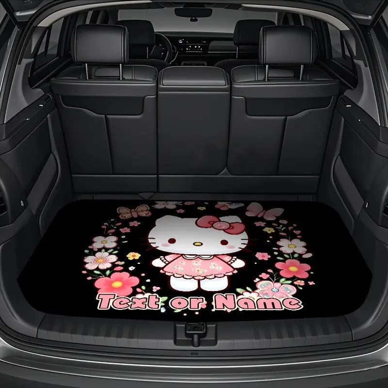 Tapete à prova de poeira Hello Kitty para porta-malas de carro, resistente ao desgaste, resistente à sujeira, fácil de l