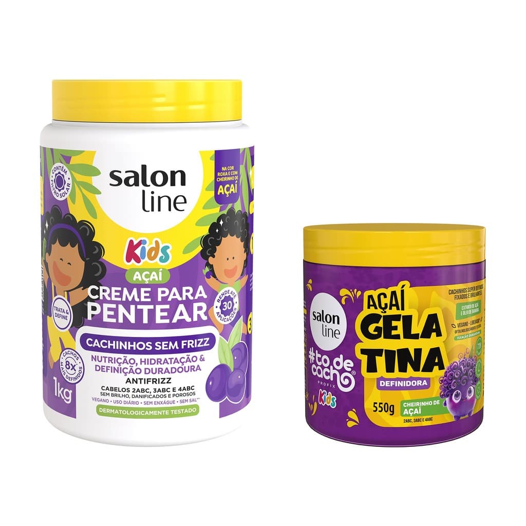 Kit Cheirinho de Açaí com Creme para Pentear e Gelatina #todecacho Kids