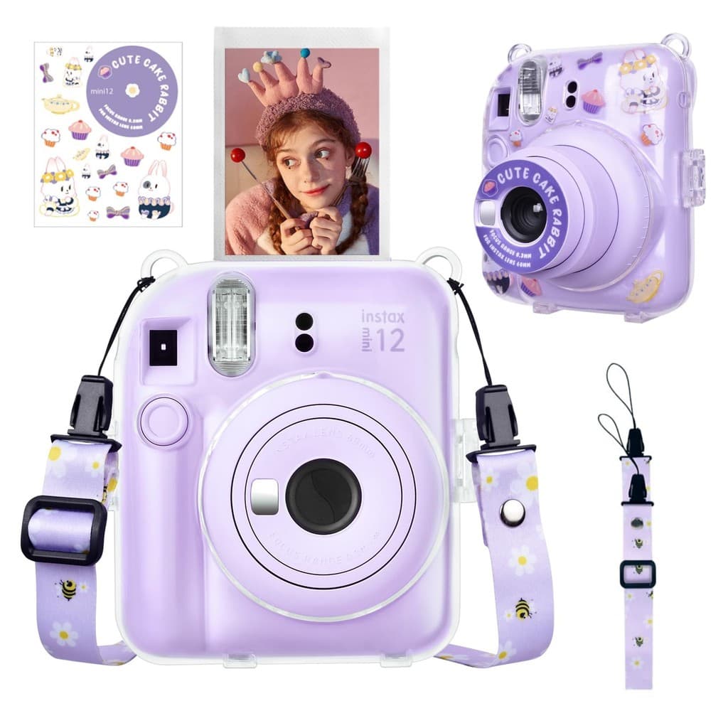 Fintie Capa Protetora Para Câmera Instantânea Fuji Instax Mini 12 – Capa Dura de Cristal com Bolso de Filme Atualizado