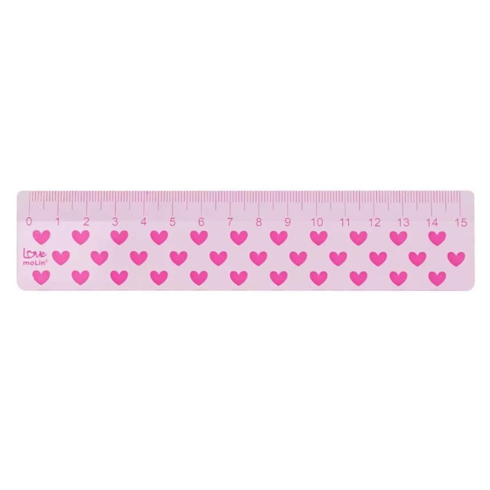 Régua Acrílica 15cm Coração Love Pink | MOLIN