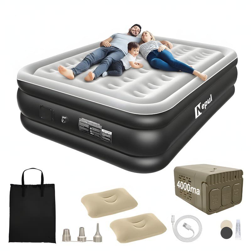 Colchão Inflável Queen Casal Cama De Campanha Bomba Inflável Com Bateria De Lítio Integrada