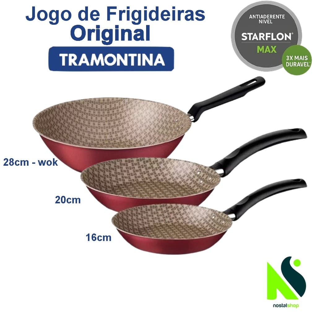 Jogo de Frigideira Tramontina Turim Panela Tramontina Frigideira WOK Tramontina