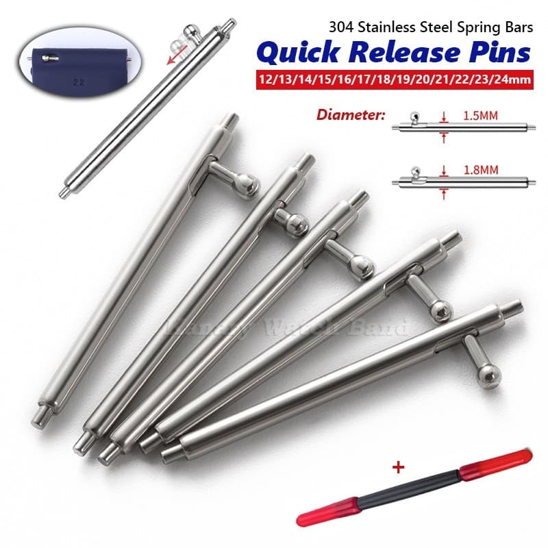 20 Peças Pulseira De Relógio De Liberação Rápida 304 Barra De Mola De Aço Inoxidável Diâmetro 1.5 Mm 1.8 Pinos De Ligaçã