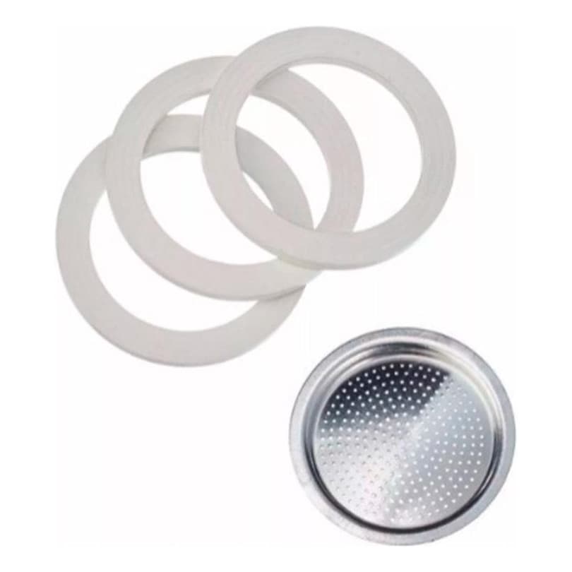 Filtro De Cafeteira Italiana 6 Xícaras Com 3 Anéis Vedação