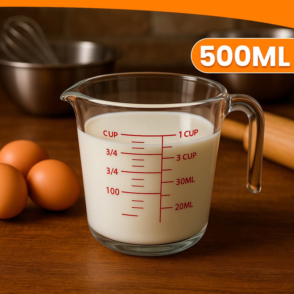 Jarra Copo Medidor De Vidro 500ml Com Medidas Alça e Bico Dosador