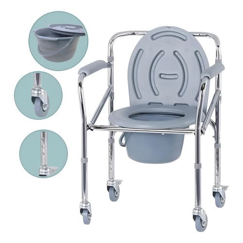 Cadeira Para Banho 4 Rodas Com Assento Dobravel 120kg Inox