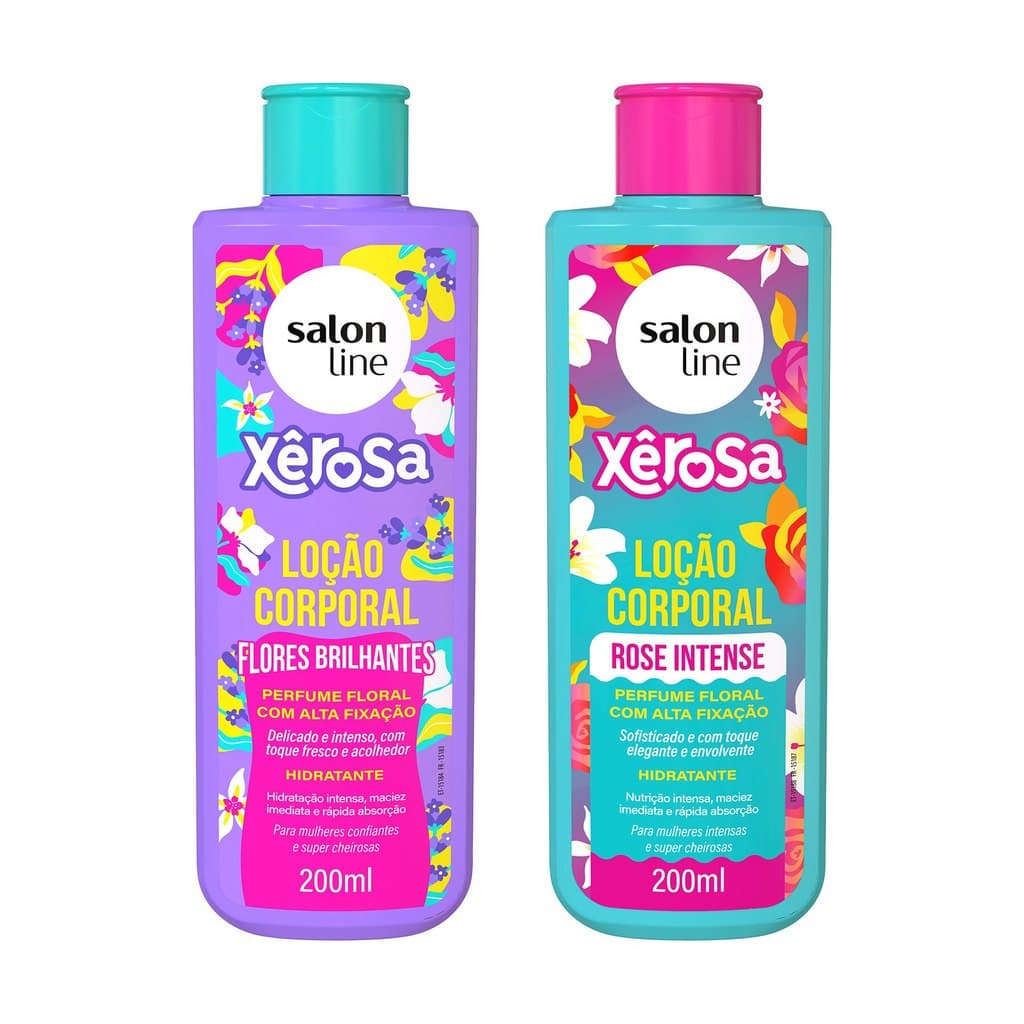 Kit 2 Loções Hidratantes Xêrosa Flores Brilhantes e Rose Intense