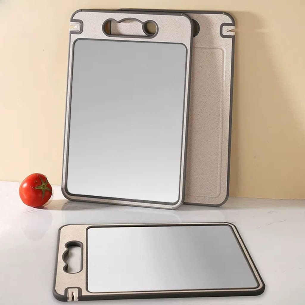 Tábua de Corte Dupla Face Premium de Titânio - Aço Inox de Grau Alimentício para Cozinha e Jantar