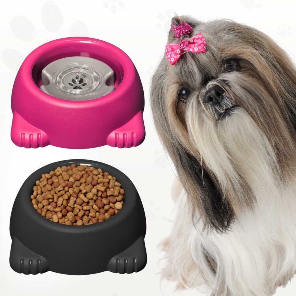 Kit Bebedouro 1 Litro Com Boia E Comedouro Pelos Longos Grande Pote Tigela Para Cães e Gatos