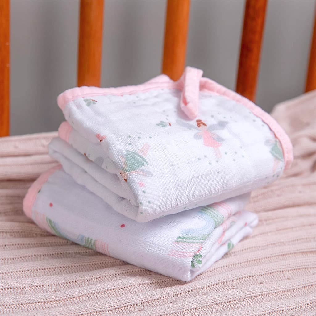 Pano De Boca Bebê Soft 40x40cm C/Prendedor De Chupeta Papi Arco de Flores