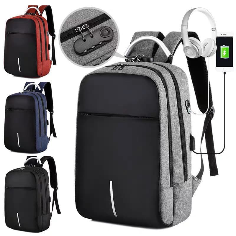 Mochila Unissex Impermeável Notebook 15.6 Anti-Roubo Com Trava De Senha E Carregamento Usb  alex