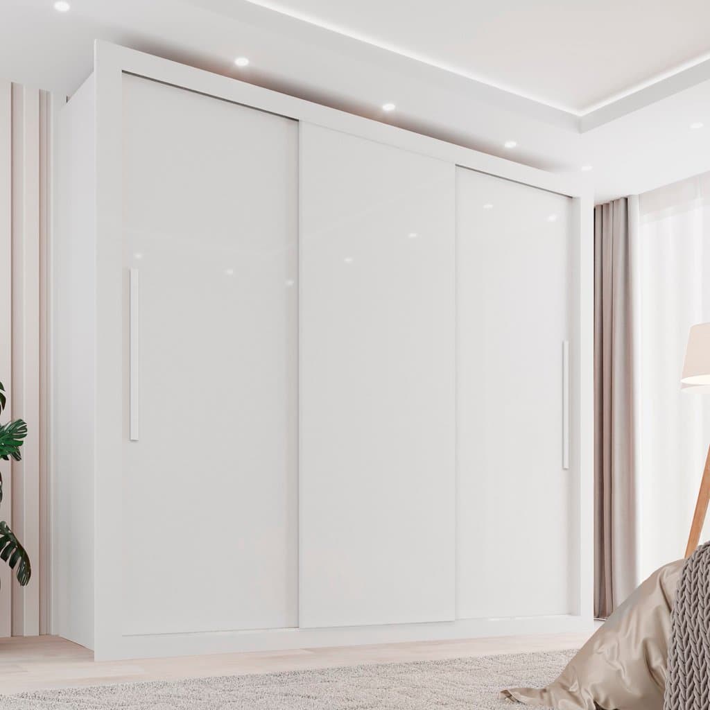 Guarda-Roupa Casal 3 Portas 4 Gavetas Costa Rica  Branco