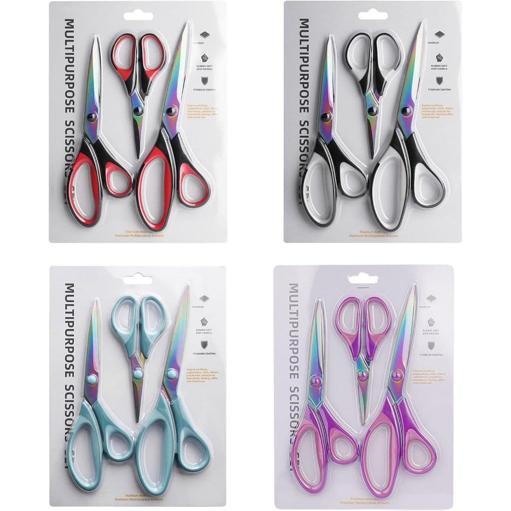 Conjunto de 3 tesouras artesanais, tesouras de lâminas afiadas de titânio multiuso, cabo de aderência confortável Mania