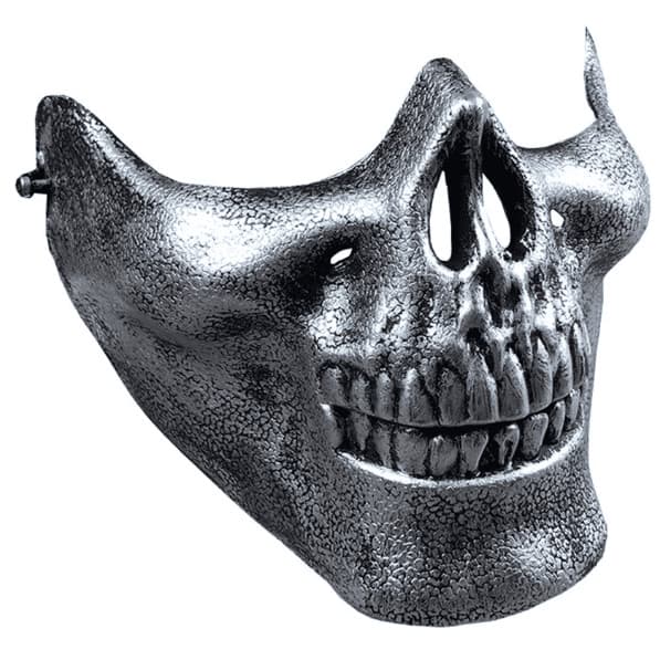 Meia Mascara Caveira Prateada Halloween Festa a Fantasia