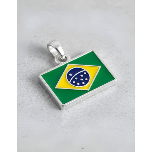Berloque Bandeira Do Brasil modelo berloque | Banhado A Prata 925 entrega rápido