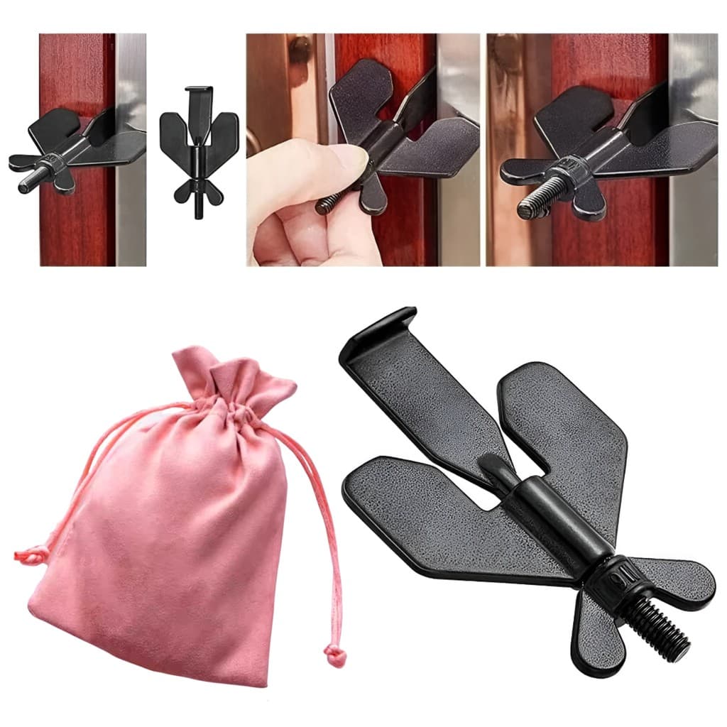 Fechadura Trava Portátil De Segurança P/ Porta De Hotel Motel Aço Inox Tranca Ajustavel Viagens Quarto Anti Roubo