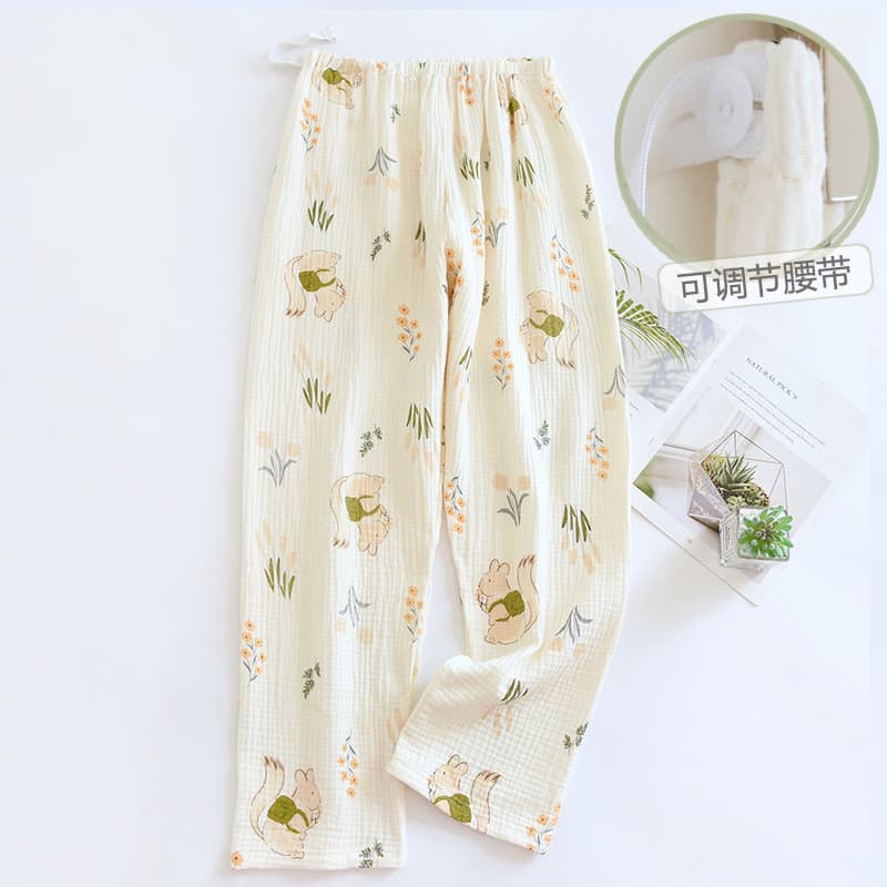 Xiyue novo estilo verão puro algodão gaze confinamento mulheres grávidas calças de pijama primavera outono ajustável não